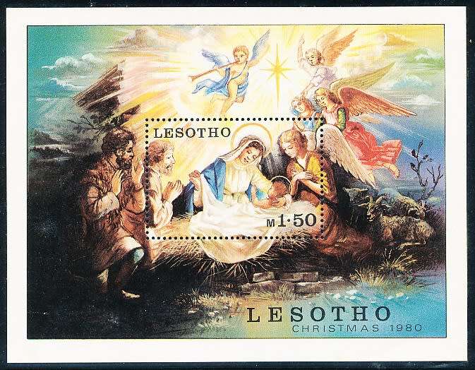 LESOTHO  1980 -    Christmas  MINI-SHEET    -   FINE   MINT