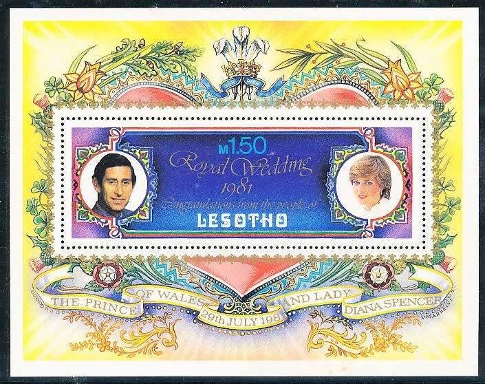 LESOTHO  1981 -   Charles and Diana   MINI-SHEET   -   FINE   MINT
