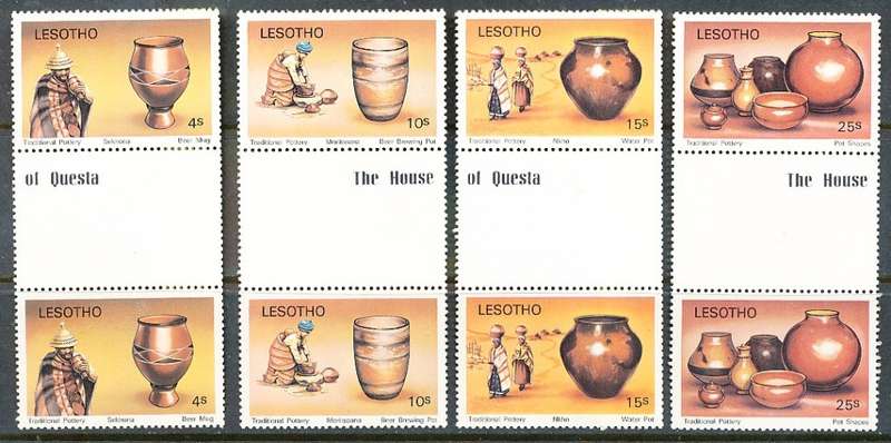 LESOTHO  1980 -    Traditional Pottery  FULL SET   -   FINE  MINT GUTTER PAIRS