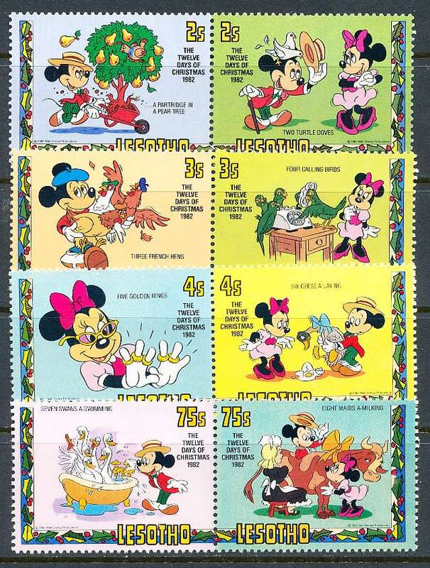 LESOTHO  1982 -   `The Twelve Days of Christmas`   FULL  SET   -   FINE  MINT