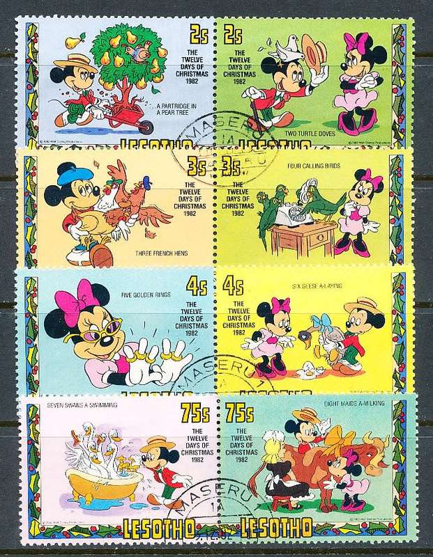 LESOTHO  1982 -   `The Twelve Days of Christmas`   FULL  SET   -   FINE  CTO  USED