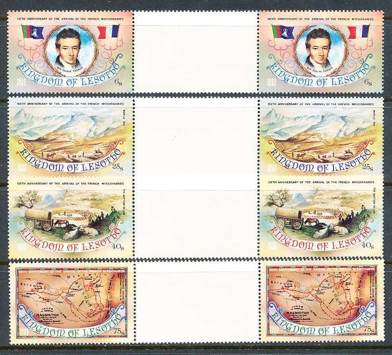 LESOTHO  1983 -    French Missionaries   FULL  SET   -   FINE  MINT GUTTER PAIRS