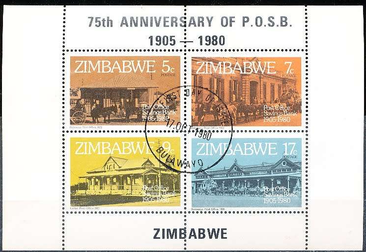 ZIMBABWE 1980  -   Post Office Savings Bank  MINI-SHEET  -  FINE  CTO USED