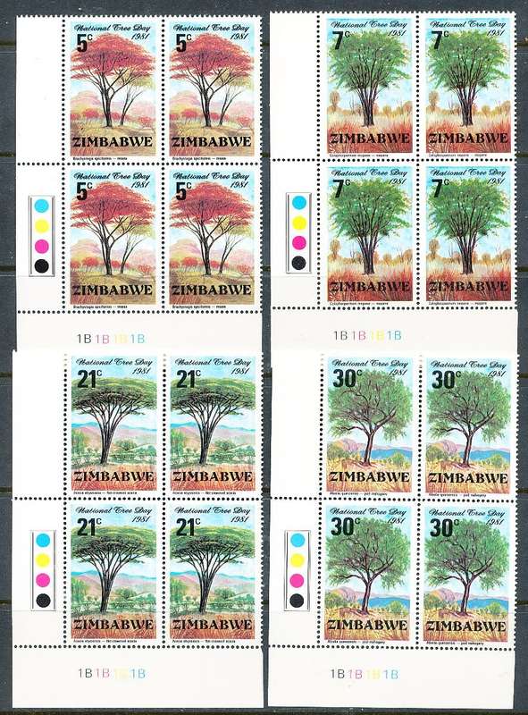 ZIMBABWE 1981  -  National Tree Day  SET  of  CONTROLS  ` B`  BLOCKS  -  FINE  MINT