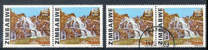 ZIMBABWE 1983  -    Waterfalls   40c  ADDITIONAL VALUE     -  FINE  MINT and USED PAIRS