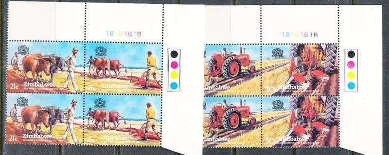 ZIMBABWE 1983  -  World Ploughing Contest   CONTROLS  ` B`  BLOCK  -  FINE  MINT
