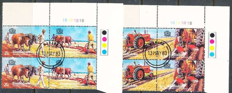 ZIMBABWE 1983  -  World Ploughing Contest   CONTROLS  ` B`  BLOCK  -  FINE CTO USED