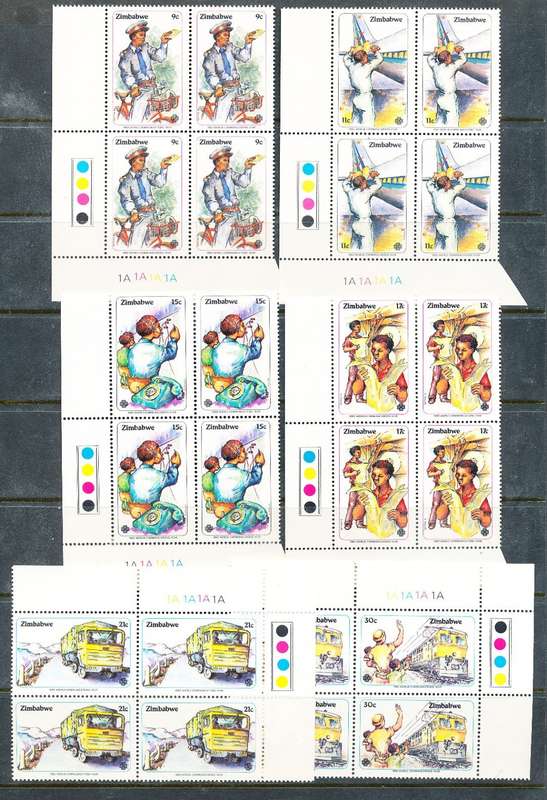 ZIMBABWE 1983  -  Communications Year   CONTROLS  ` A`  BLOCK  -  FINE  MINT
