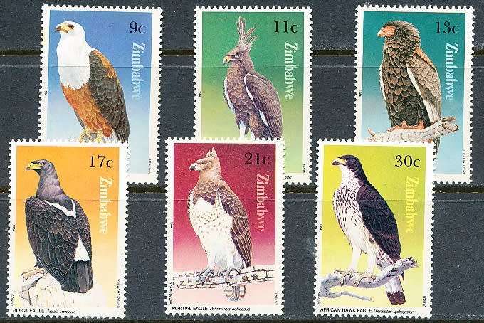 ZIMBABWE 1984  -   Birds of Prey    FULL SET  -  FINE  MINT