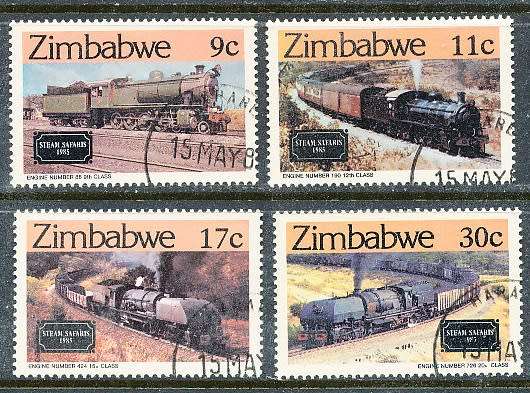ZIMBABWE 1985  -    Railway Locomotives    FULL SET  -  FINE  CTO  USED