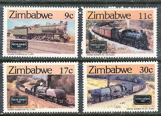 ZIMBABWE 1985  -    Railway Locomotives    FULL SET  -  FINE  MINT