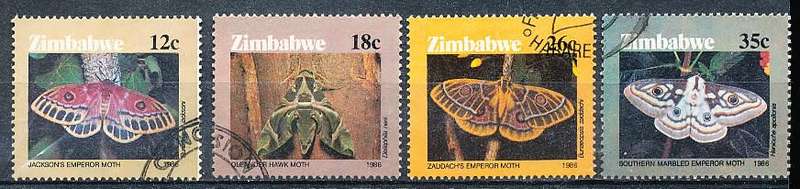 ZIMBABWE 1986  -   Moths of Zimbabwe   -   FULL SET  -  FINE  CTO  USED