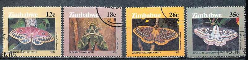 ZIMBABWE 1986  -   Moths of Zimbabwe   -   FULL SET  -  FINE  CTO  USED
