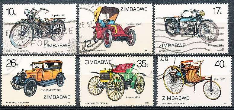 ZIMBABWE 1986  -   Anniversary of Motoring  -   FULL SET  -  FINE   USED