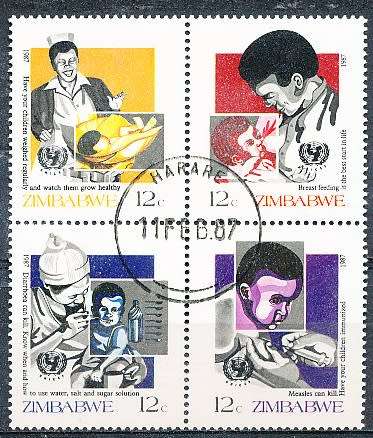 ZIMBABWE 1987  -    Child Survival Campaign -   FULL SET  -  FINE   CTO USED