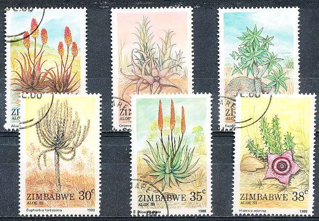 ZIMBABWE 1988  -   Aloes -   FULL SET  -  FINE  CTO  USED