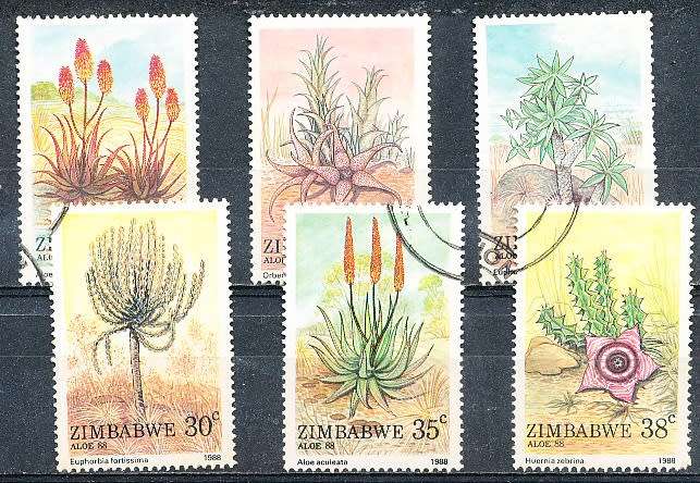 ZIMBABWE 1988  -   Aloes -   FULL SET  -  FINE  CTO  USED