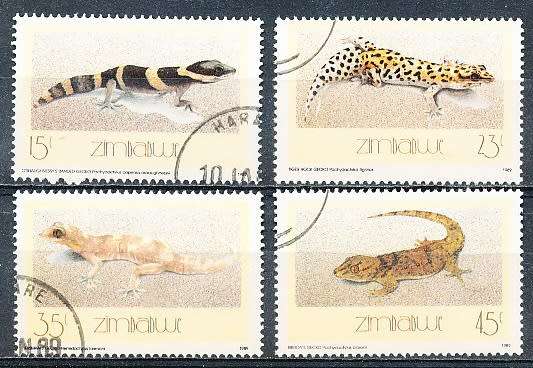 ZIMBABWE 1989  -  Geckos  -   FULL SET  -  FINE  CTO  USED