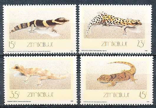 ZIMBABWE 1989  -  Geckos  -   FULL SET  -  FINE  MINT