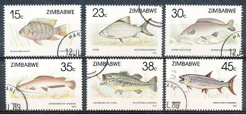 ZIMBABWE 1989  -  Fish  -   FULL SET  -  FINE  CTO  USED