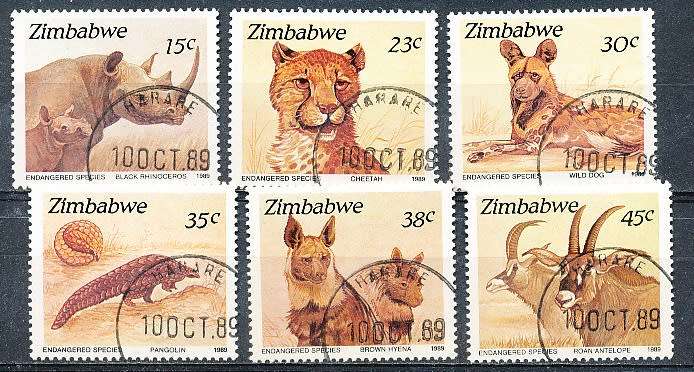 ZIMBABWE 1989  -  Endangered Species -   FULL SET  -  FINE  CTO  USED