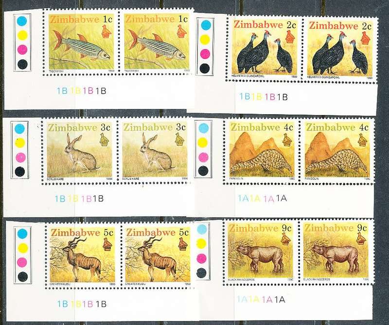 ZIMBABWE 1990  - Wildlife -   FULL SET  -  FINE  MINT  PAIRS