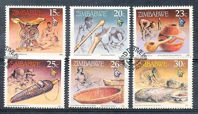 ZIMBABWE 1990  - Cultural Artifacts -   FULL SET   -  FINE  CTO USED