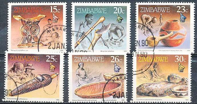 ZIMBABWE 1990  - Cultural Artifacts -   FULL SET   -  FINE  CTO USED
