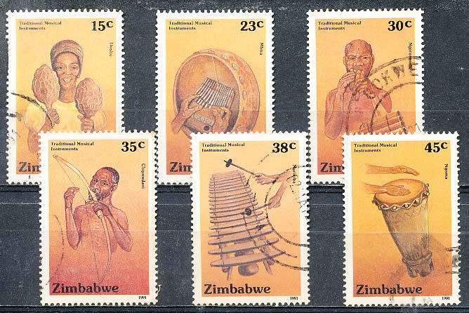 ZIMBABWE 1991  - Musical Instruments FULL  SET    -  FINE  USED