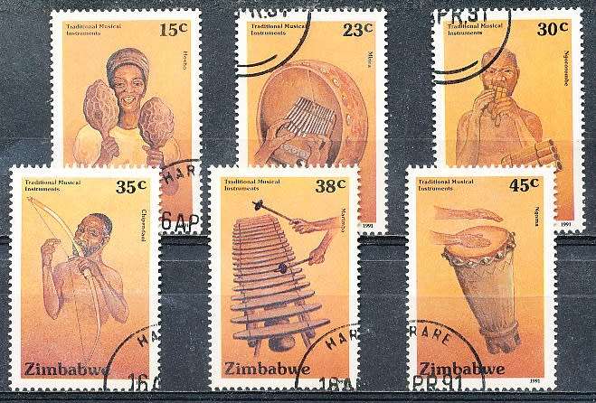 ZIMBABWE 1991  - Musical Instruments FULL  SET    -  FINE  CTO  USED