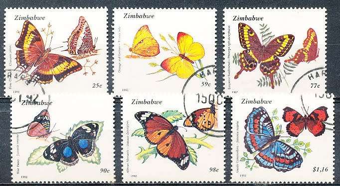 ZIMBABWE 1992  -   Butterflies  FULL  SET    -  FINE  CTO USED
