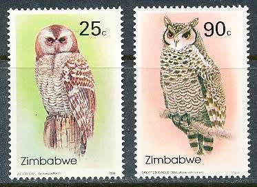 ZIMBABWE 1993  -   Owls  25c  and  90c    -  MINT