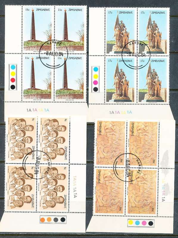 ZIMBABWE 1984  -  Heroes` Day   CONTROLS  ` A`  BLOCK  -  FINE  CTO USED