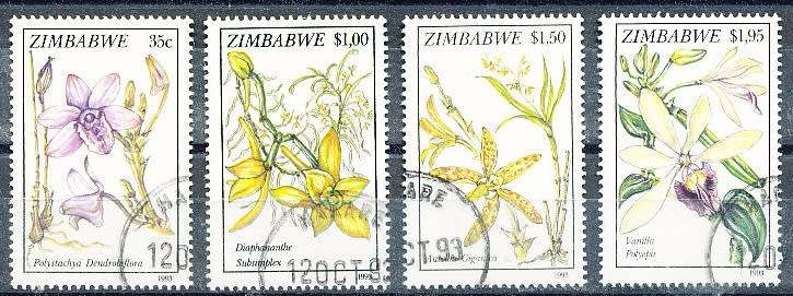 ZIMBABWE 1993  -    Orchids   FULL  SET    -  FINE  CTO USED