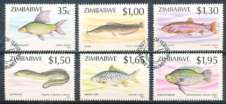 ZIMBABWE 1994  -   Fish  FULL  SET    -  FINE  CTO USED