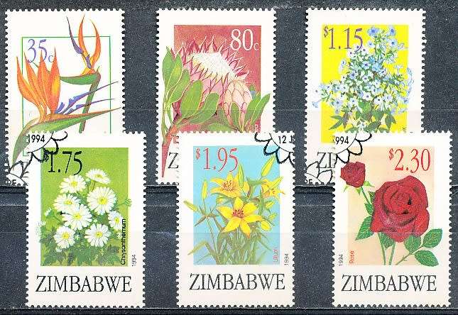 ZIMBABWE 1994  -   Export Flowers   FULL  SET    -  FINE  CTO  USED