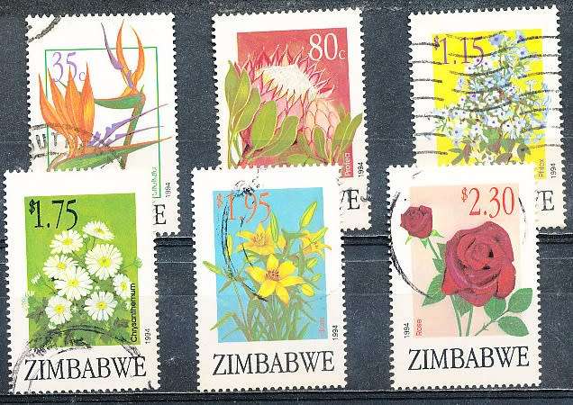 ZIMBABWE 1994  -   Export Flowers   FULL  SET    -  FINE   USED