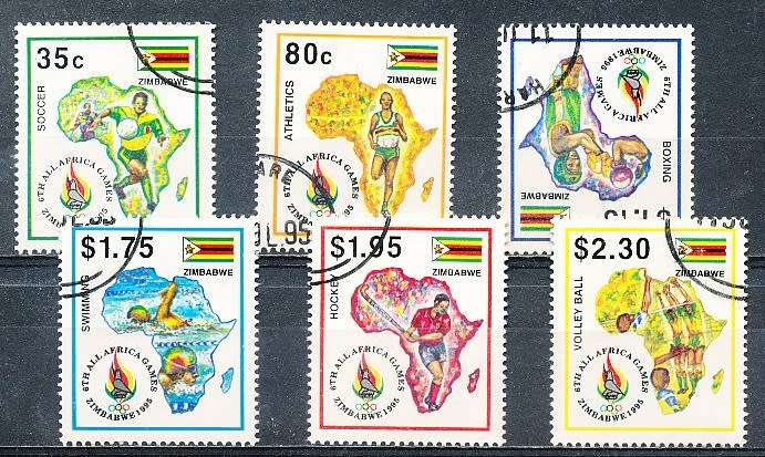 ZIMBABWE 1995  -  All-Africa Games - Harare  FULL  SET    -  FINE  CTO  USED