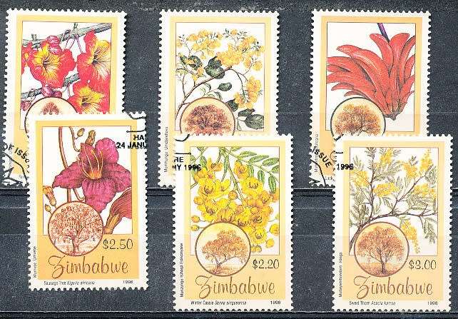 ZIMBABWE 1996  -  Indigenous Flowering Trees  FULL  SET    -  FINE  CTO  USED