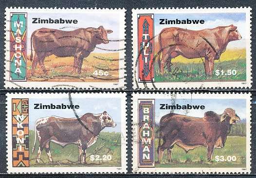 ZIMBABWE 1997  -  Cattle Breeds   FULL  SET    -  FINE    USED