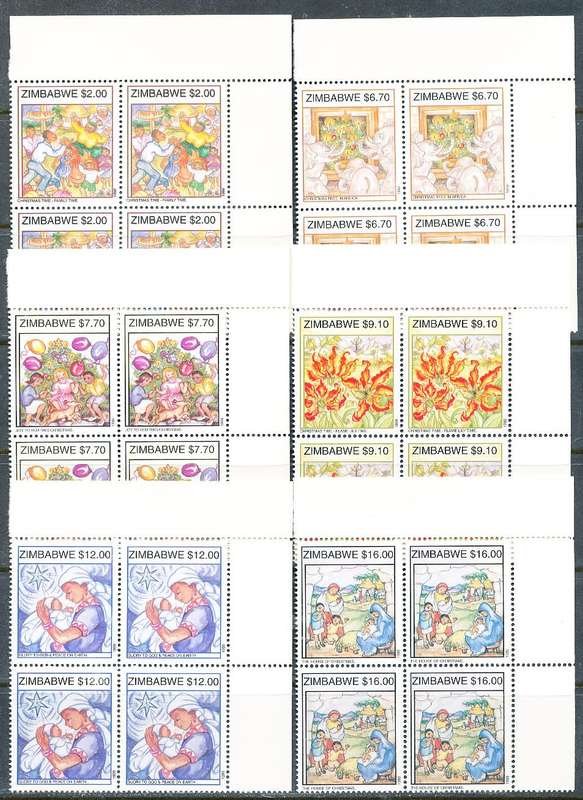 ZIMBABWE 1999  -    Christmas  FULL  SET  BLOCKS OF 4   -  FINE    MINT