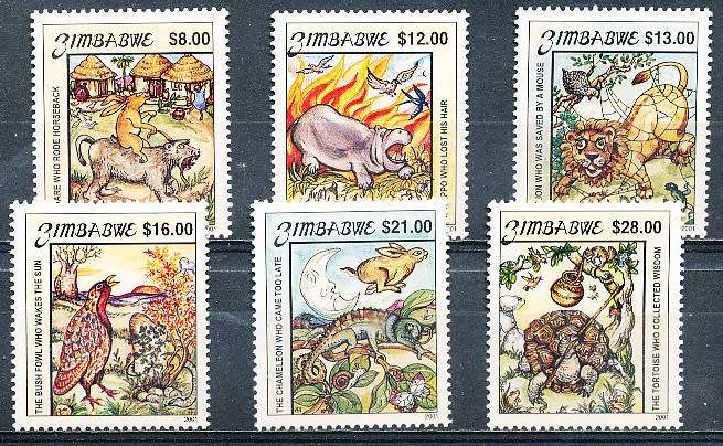 ZIMBABWE 2001  -   African Folktales   FULL  SET    -  FINE    MINT