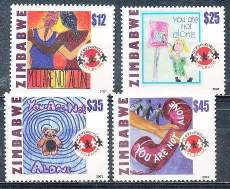 ZIMBABWE 2002  -     Childline in Zimbabwe   FULL  SET    -  FINE  MINT