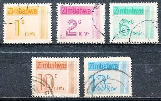 ZIMBABWE  1985  -    POSTAGE DUES  FULL  SET    -  FINE  USED