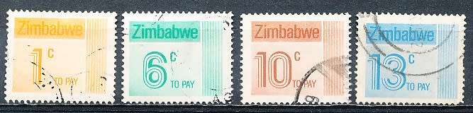 ZIMBABWE  1985  -    POSTAGE DUES  PART  SET    -  FINE  USED