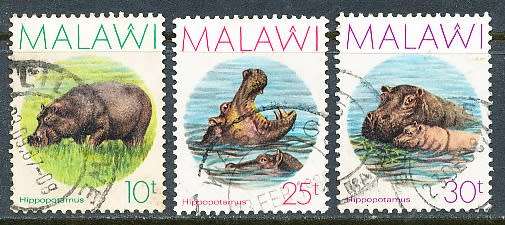 MALAWI  1987 -  Hippopotamus  PART SET   -     FINE  USED