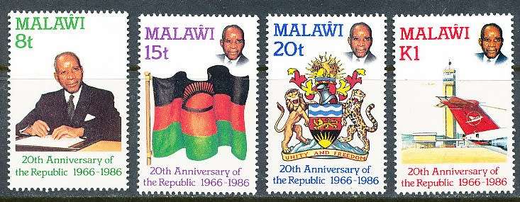 MALAWI  1986 -    Anniversary of Republic   FULL  SET   -  FINE  MINT