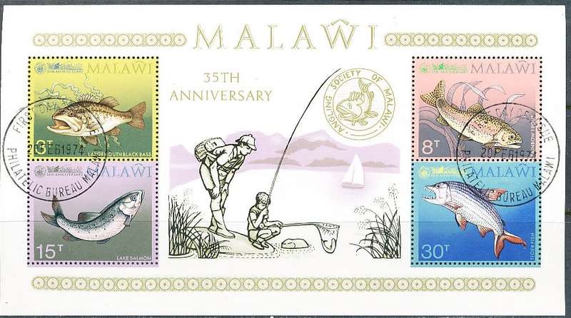 MALAWI  1974 -   Malawi Angling Society   MINI - SHEET   -   FINE CTO USED