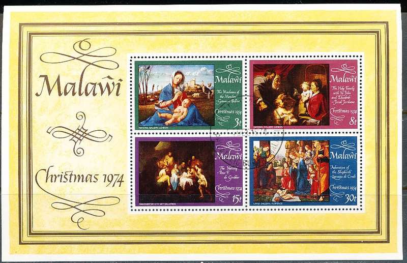 MALAWI  1974 -    Christmas   MINI - SHEET    - FINE   CTO USED