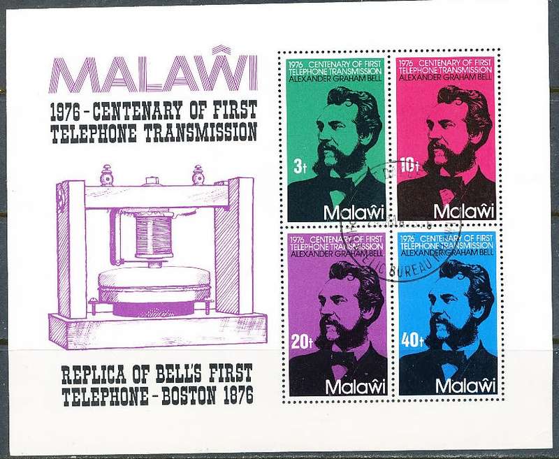 MALAWI  1976 -     Anniversary of the Telephone    MINI - SHEET  -  FINE   CTO USED